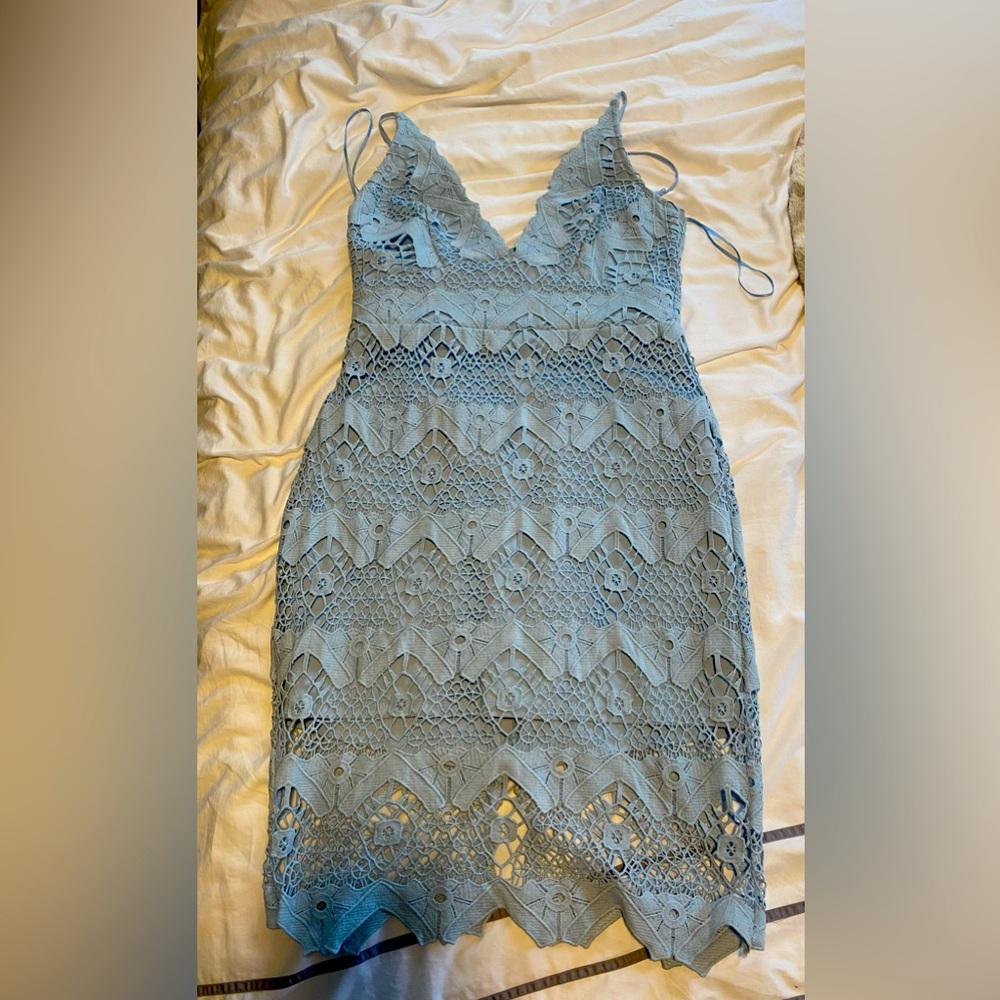 Lulus light blue laced dress size large - only worn once
